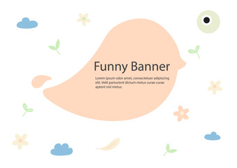 cute and funny banner with little bird theme vector on background