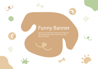 funny banner with little dog theme vector on background