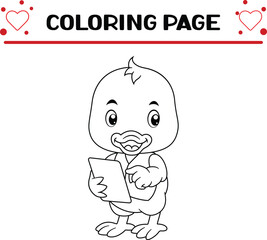 cute baby duck mascot pack coloring page for kids