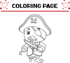 cute baby duck mascot pack coloring page for kids