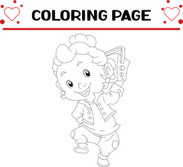 punk girl is listening music coloring page for kids