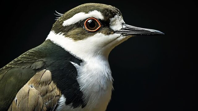 Northern Lapwing Bird Closeup on Dark Background