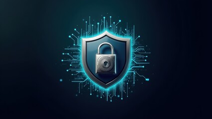 Futuristic Silver Shield Icon for Digital Security