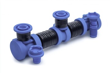 Blue Water Filtration Pipe Isolated on Clean Background