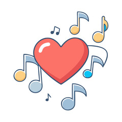 music lover heart vector icon, music lover heart vector illustration -simple illustration of music lover heart, perfect for music lover heart logos and icons and themed design 