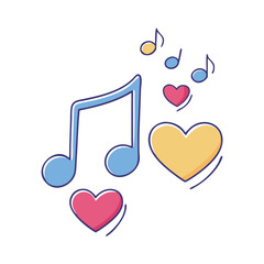 music notes and heart vector icon, music notes and heart vector illustration -simple illustration of music notes and heart, perfect for music notes and heart logos and icons and themed design 