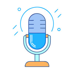 podcast microphone vector icon, podcast microphone vector illustration -simple illustration of podcast microphone, perfect for podcast microphone logos and icons and themed design 
