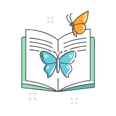 book with a butterfly on it icon
