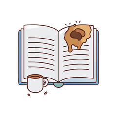 book with coffee stain vector icon, book with coffee stain vector illustration -simple illustration of book with coffee stain, perfect for book with coffee stain logos and icons and themed design 