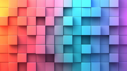 Abstract background of colorful cubes transitioning from pink to blue, ideal for design projects needing a vibrant and modern feel.