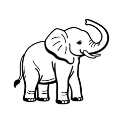 Elephant cartoon line art for children coloring book. coloring page of a cute baby elephant cartoon