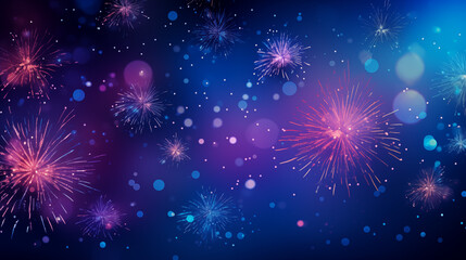 Fototapeta premium Fireworks show with bokeh background.