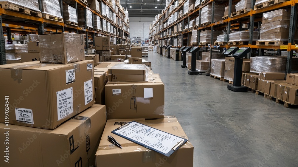 Poster optimized package delivery and warehouse stock management strategies for industrial logistics with a