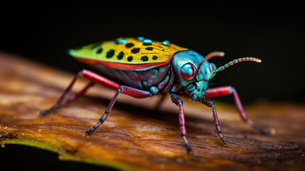 Fototapeta premium Vibrant Jewel Beetle Closeup in Tropical Rainforest