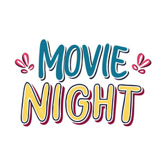 movie night text vector icon, movie night text vector illustration -simple illustration of movie night text, perfect for movie night text logos and icons and themed design 