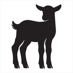 Goat standing silhouette vector illustration, ‎Domestic Goat animal clipart Design
