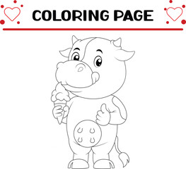Fototapeta premium cute cow animal coloring page for kids