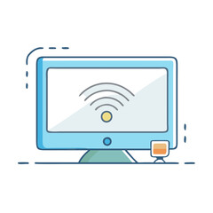 tv with wi fi symbol vector icon, tv with wi fi symbol vector illustration -simple illustration of tv with wi fi symbol, perfect for tv with wi fi symbol logos and icons and themed design