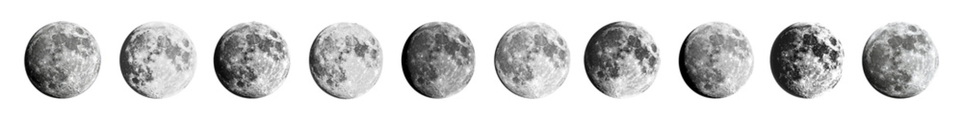 Full moon png cut out element set, transparent background
