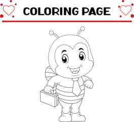 cute bee coloring page. insect coloring book page
