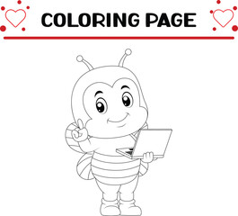 cute bee coloring page. insect coloring book page
