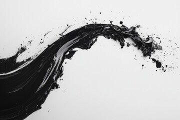 Dynamic Splash of Black Ink on White Background Showcasing Fluid Motion and Contrast in Abstract Art Photography