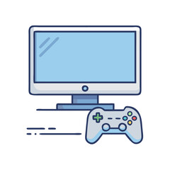 tv with a game console vector icon, tv with a game console vector illustration -simple illustration of tv with a game console, perfect for tv with a game console logos and icons and themed design 