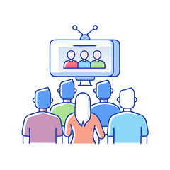 watching reality tv vector icon, watching reality tv vector illustration -simple illustration of watching reality tv, perfect for watching reality tv logos and icons and themed design 