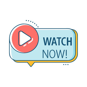 watch now text with a play button icon, watch now text with a play button vector,