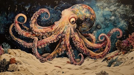 Obraz premium Cosmic Octopus: A Deep Sea Marvel