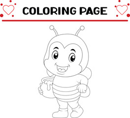 cute bee coloring page. insect coloring book page