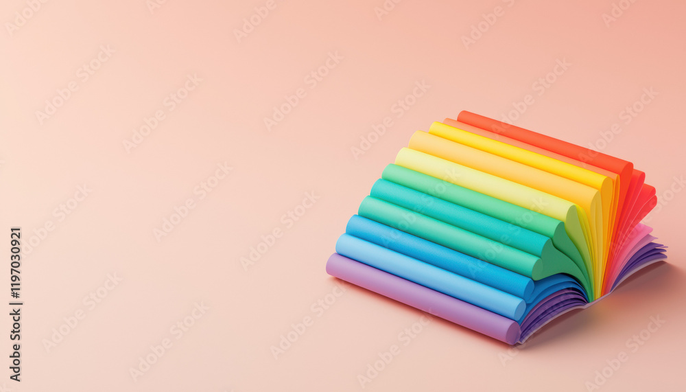 Aufkleber Colorful paper sheets arranged in rainbow pattern on soft background