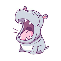 Fototapeta premium hippo yawning vector icon, hippo yawning vector illustration -simple illustration of hippo yawning, perfect for hippo yawning logos and icons and themed design 