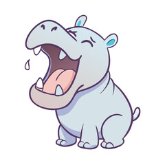 hippo yawning vector icon, hippo yawning vector illustration -simple illustration of hippo yawning, perfect for hippo yawning logos and icons and themed design 