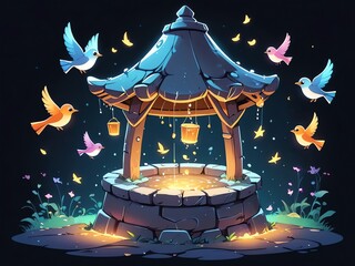 Enchanted Wishing Well: Birds, Night, Magic