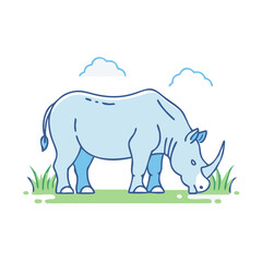 rhino grazing vector icon, rhino grazing vector illustration -simple illustration of rhino grazing, perfect for rhino grazing logos and icons and themed design 