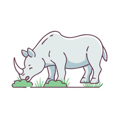 Obraz premium rhino grazing vector icon, rhino grazing vector illustration -simple illustration of rhino grazing, perfect for rhino grazing logos and icons and themed design 