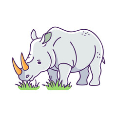 rhino grazing vector icon, rhino grazing vector illustration -simple illustration of rhino grazing, perfect for rhino grazing logos and icons and themed design 