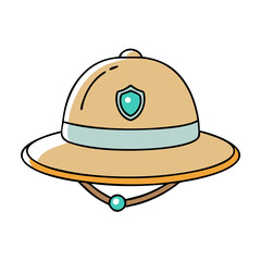 safari hat with badge vector icon, safari hat with badge vector illustration -simple illustration of safari hat with badge, perfect for safari hat with badge logos and icons and themed design 