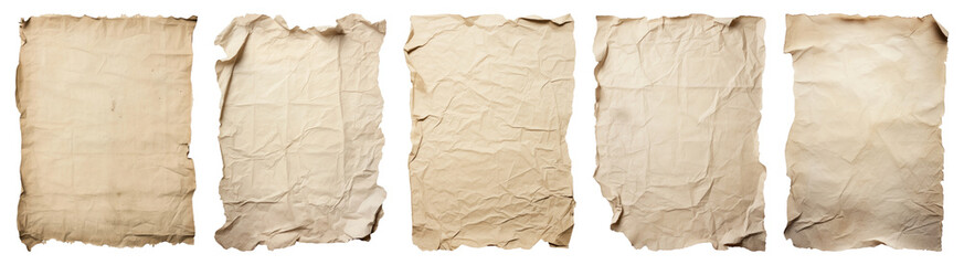 Obraz premium Crumpled paper png cut out element set, transparent background