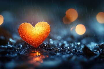 Fototapeta premium Love heart with water drops and splashes