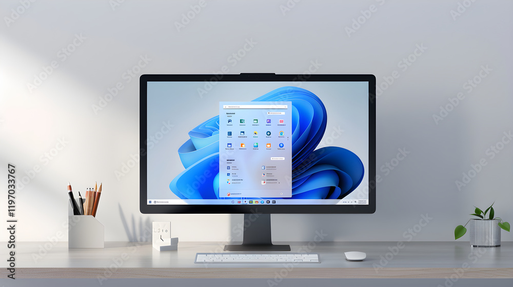 Fototapete aesthetic preview of lx windows operating system interface with functionalities and app icons displa