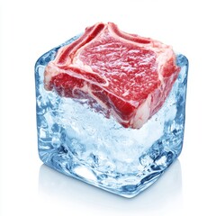 Fresh Meat on Ice Cubes Perfect for Culinary Photography Showcases