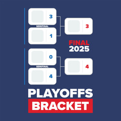 Playoffs bracket. Playoffs grid. Sport tournament bracket. Game and competition schedule. Season final. Team and players. Championship winner. Match score. Vector poster