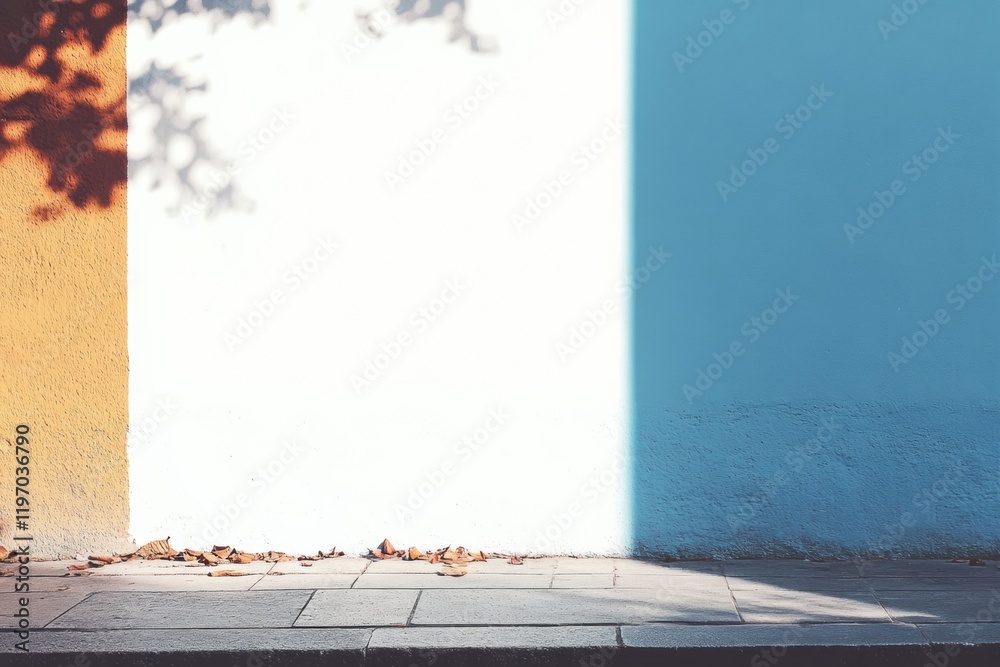 Poster Brightly colored wall sections with ample copy space for creative design and text placement. Generative AI