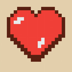 Fototapeta premium Valentine's Day Pixel Heart. Love Cartoon Game Icon. Vector Illustrationt