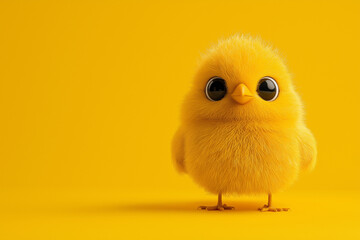 Verspielt sch&uuml;chterner K&uuml;kenblick vor lebendigem, gelbem Hintergrund

