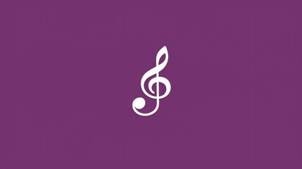 A white treble clef on a purple background.