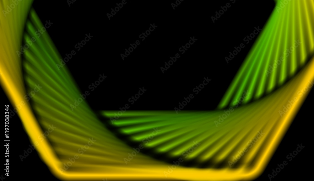 Aufkleber Yellow green smooth hexagonal lines abstract hi-tech geometric background. Vector futuristic graphic design