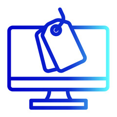 Online Shopping Icon With Tag Line Gradient Style for Purchase or Sales Themes